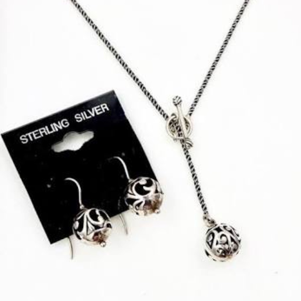 SILPADA  Ball Lariat Earrings Necklace Set